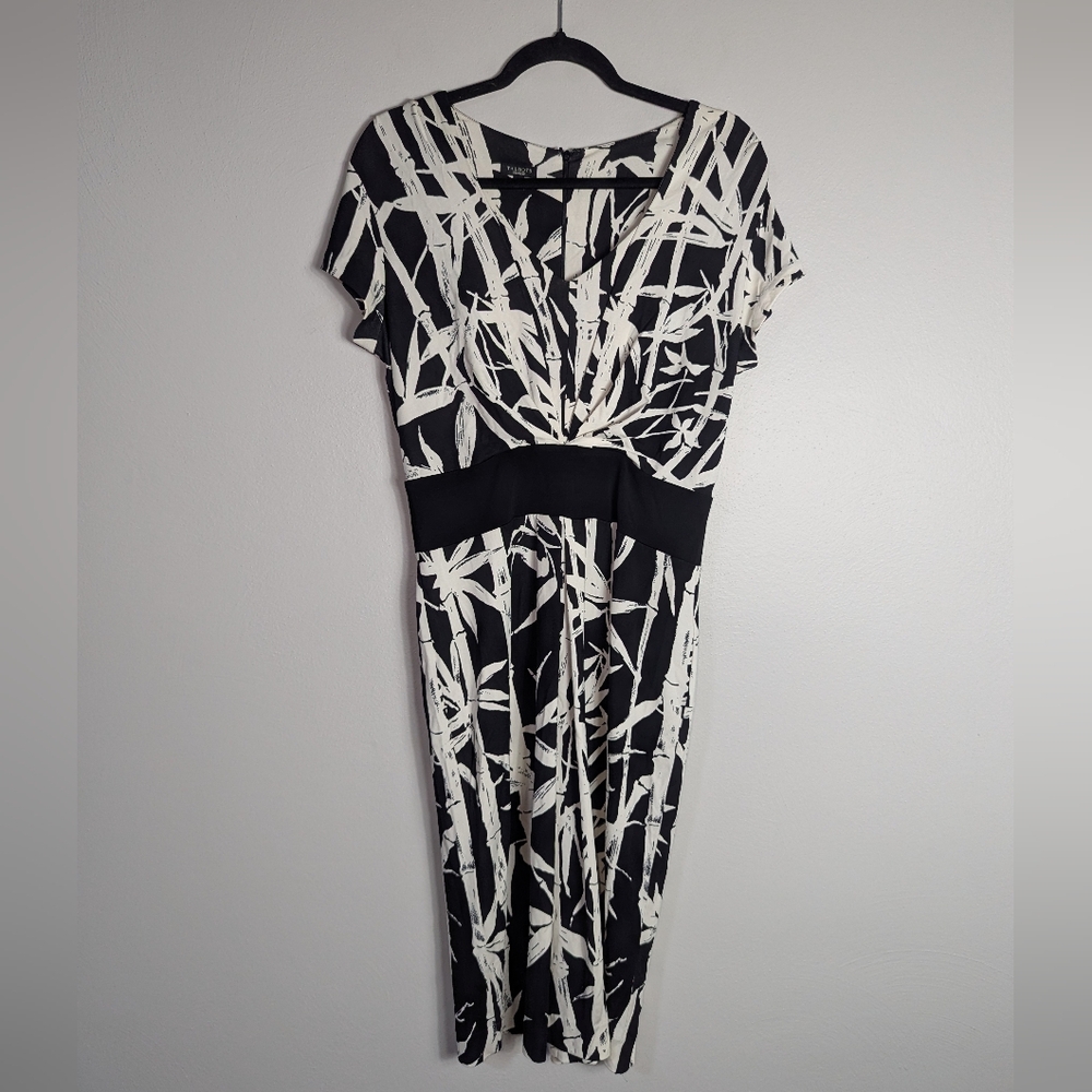 8 Talbots Black & White Print Stretch Sheath Dress